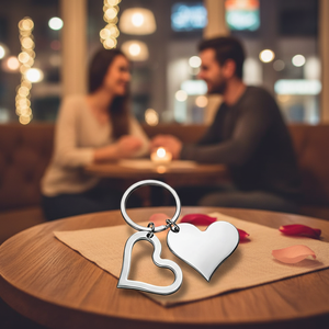 Portachiavi a forma di cuore in argento, ciondolo in metallo con simbolo d'amore, regalo per coppie - Product Image 3