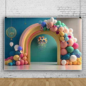 Photography <strong>Background</strong> 3D Colorful Balloon <strong>Child</strong> Birthday Party Decor Family Photocall <strong>Photo</strong> Studio Photorealistic Fabric - Product Image 3