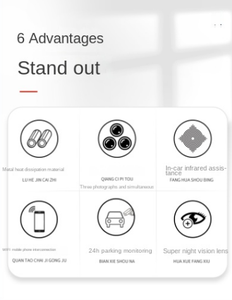 Dash Cam per Auto UHD 2K+1k+1k con WiFi, <span class=keywords><strong>3</strong></span> Telecamere Anteriore e Posteriore, Visione Notturna, Registrazione in <span class=keywords><strong>Loop</strong></span>, Rilevamento del Movimento - Product Image 5