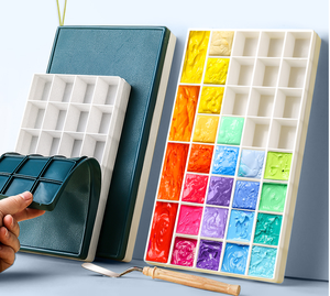 Meilleure vente 24 boîte à palettes en plastique étanche à l'air pour puits profond couvercle souple pour aquarelle <span class=keywords><strong>gouache</strong></span> peinture <span class=keywords><strong>acrylique</strong></span> à l'huile économiseur de peinture d'artiste - Product Image 3