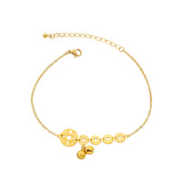 Bijoux de style chinois vintage Bracelet de cheville en acier titane plaqué or 18 carats avec chaîne de pied géométrique Bell Charms Fashion Anklets