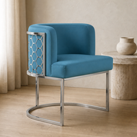 Fauteuil de salon en velours personnalisé avec base en acier inoxydable et dossier enveloppant pour la vente en gros de meubles d'hôtel et de restaurant