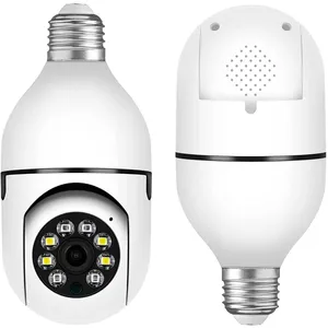 Sıcak satış E27 panoramik kablosuz çift lamba Mini ampul PTZ kapalı bebek Wifi CCTV ağ kamerası kablosuz güvenlik ampul kamera