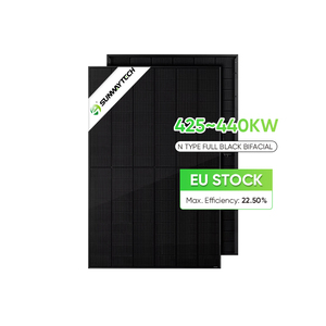 แผงโซลาร์เซลล์แผงกระจกสองชั้นยาว1.2เมตรสีดำ440W 450W แบบผลึกเดี่ยวโกดังยุโรป - Product Image 4