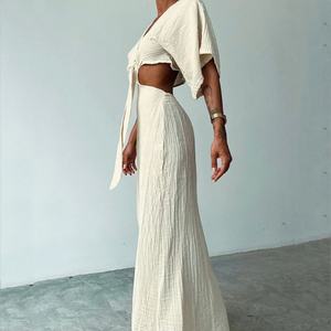 Vestidos Maxi de Verano para Mujer al por Mayor, Personalizados OEM, de Alta Calidad, con Cuello en V, Sexy, Huecos y sin Espalda - Product Image 2