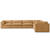 Canapé-lit modulaire de salon très vendu, ensemble 6 pièces avec accoudoirs effilés, coussins moelleux, canapé en cuir de luxe pour hôtel et villa