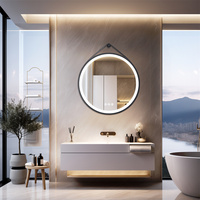 Drop-shipping Miroir mural rond à LED Anti-buée Miroirs de salle de bain intelligents Grande lumière de maquillage