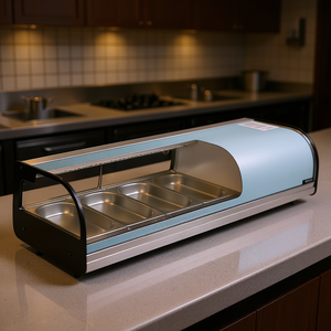 Vevor Vitrina Refrigerada para Sushi de 1.5 Pies Cúbicos con 4 Bandejas, Refrigerador de Mostrador con Vidrio Curvo e Iluminación LED, Equipo de Cocina Comercial - Product Image 2