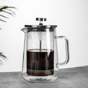 Venta al por mayor, 350ml, 650ml, 1000ml, vidrio de borosilicato de doble pared, prensa francesa, cafetera, cafetera de cerveza fría, prensas de café de viaje - Product Image 2