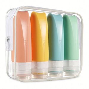 Ensemble d'accessoires de voyage en silicone anti-fuite approuvé, avec logo personnalisé, 4 en 1, pour sous-bouteilles portables - Product Image 1