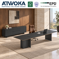 Bureau de direction en forme de L ATWOKA noir avec meuble de rangement et gestion des câbles