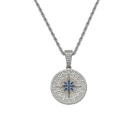 Hip Hop Cuivre Boussole Boussole Pendentif Couple Hommes et Femmes ins Cuivre avec Zircone Rap Collier