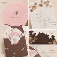 Set Undangan Pernikahan Salib Malaikat Floral Mewah Buatan Tangan dengan Desain Embos, Kertas Premium, dan Amplop Elegan