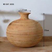 Vas Pernikahan Rotan Anyaman Tangan Desain Modern Warna Alami Vas Meja & Lantai untuk Dekorasi Hotel