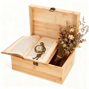 Boîte de rangement en bois avec plateau à roulettes, grande boîte de rangement en bambou avec serrure pour accessoires pour fumeurs - Product Image 3