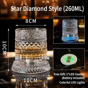 Juego de Vasos Giratorios de Cristal de Lujo con Posavasos Luminoso para Regalo del Día del Padre, Vaso de Whisky de Diamante Antiderrames, Venta al por Mayor - Product Image 2