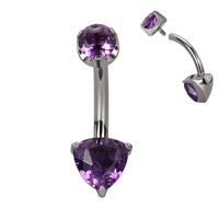 GZN Vente en gros Titane 3 Prong Set Triangle Pierre Naturelle Piercing Bijoux Nombril Anneau Nombril