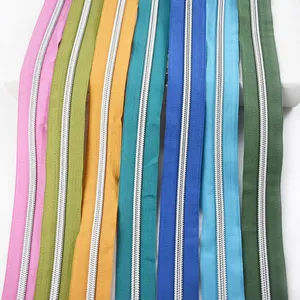 Reuniee za419 5 # vestuário colorido, bolsa de bagagem, acessórios têxteis de costura, nylon com zíper, cor prata, zíper dentes, nylon