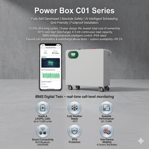 Système de batterie de stockage d'énergie LiFePO4 16 kWh à gestion thermique divisée efficace avec communication CAN pour applications solaires - Product Image 1