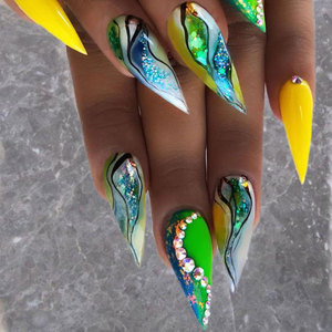 <span class=keywords><strong>Ongles</strong></span> pré-dessinés en forme d'amande, amovibles, avec logo personnalisable, contraste de couleurs Flash Halo, design INS, collection <span class=keywords><strong>Automne</strong></span> Hiver - Product Image 1