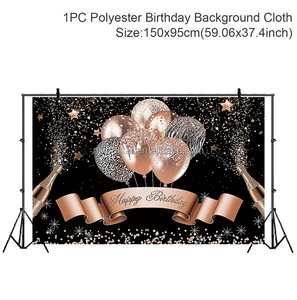 Alles Gute zum Geburtstag Hintergrund-<span class=keywords><strong>Banner</strong></span> Schwarz-Gold Foto-Hintergrund Schild Poster Ballon Glitzer Feuerwerk Geburtstags-Hintergrund - Product Image 5