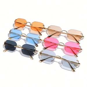 Gafas de Sol Cuadradas de Aleación de Moda con Logotipo Personalizado 2025, Gafas de Sol Poligonales sin Montura con Protección UV400 para Hombre y Mujer - Product Image 3