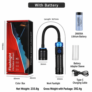 Lampe de travail magnétique multi-angle flexible avec zoom télescopique, torche LED 3 modes d'éclairage, chargement Type-C, conception à batterie détachable - Product Image 6