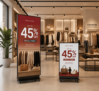 Écran LED mobile pliable intelligent WiFi P1.86 GOB pour affichage dynamique en magasin de mode, en ascenseur ou en vitrine