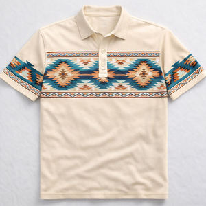 เสื้อโปโลกอล์ฟทรงสลิมฟิต แห้งเร็ว ผ้าสเตรช กระดุมแป๊กแบบมุก พิมพ์ลายแบบซับลิเมชั่นสไตล์ตะวันตก ดีไซน์ใหม่สั่งทำได้ - Product Image 2