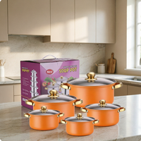 Ensemble de 10 ustensiles de cuisine en acier inoxydable orange personnalisés pour restaurants et hôtels, casseroles, marmites, pots à lait