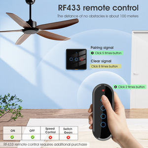 Ventilador de Techo Inteligente con Control Remoto RF433, 10A, 2.4GHz, Luz LED, Temporizador, Aplicación Tuya, Interruptor de Pared, Montaje Empotrado - Product Image 1