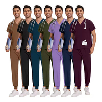 2025 nouveau médecin en gros deux pièces femme Logo personnalisé hôpital respirant Salon de coiffure infirmière gommage survêtement ensembles uniforme