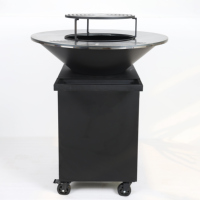 Barbecue extérieur au bois avec brasero et plancha, et rangement pour bûches, pour jardin et terrasse