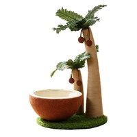 Griffoir pour chat style cocotier mignon, anti-déchirure, tout-en-un, lit-griffoir et bac à griffer, protège Noël Halloween