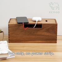 Boîte de rangement pour câbles USB en bois d'acacia pour bureau, organisateur de câbles pour multiprise