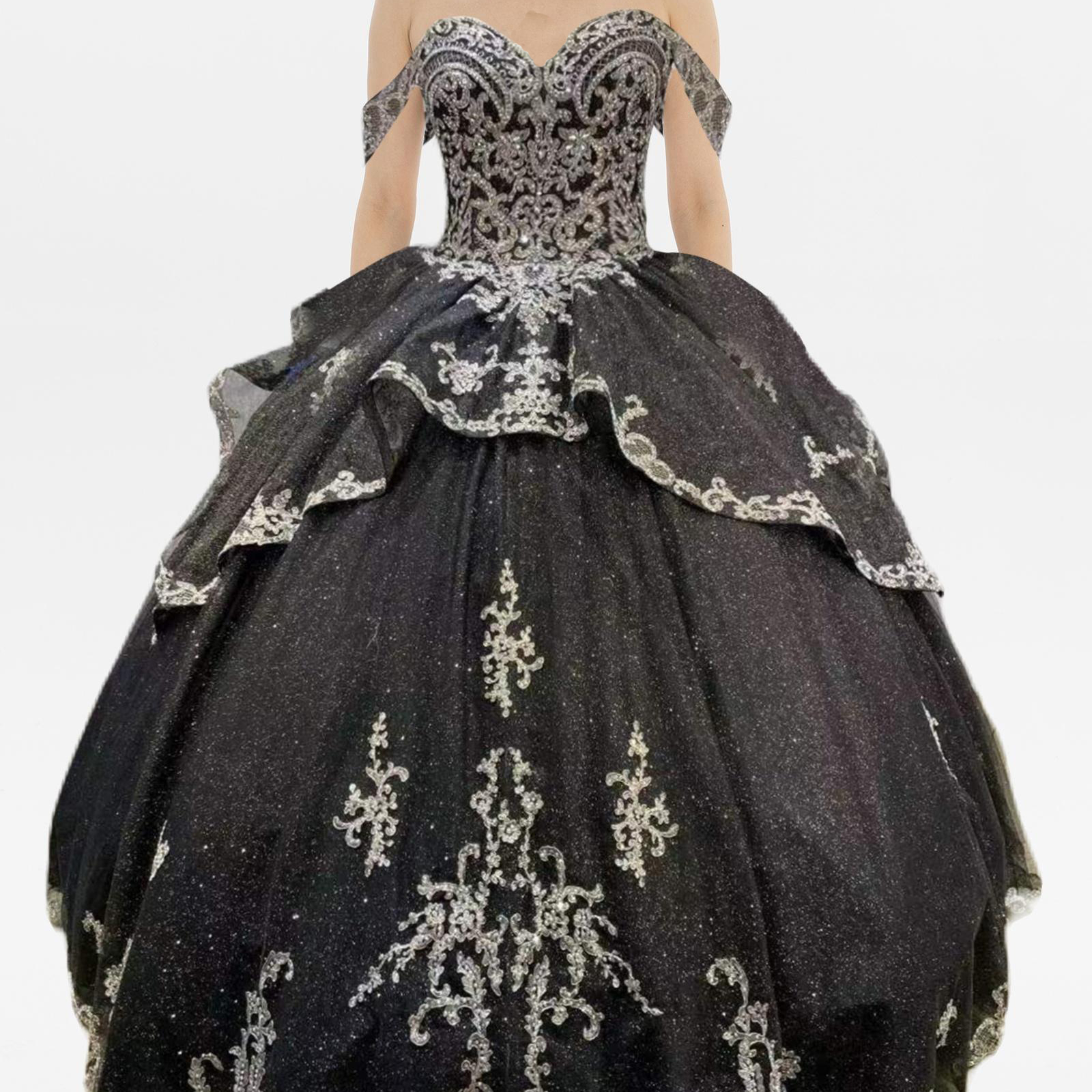 On Sale Quinceanera Dresses Black Gold Customizable Black Tulle Design |  Alibaba.com