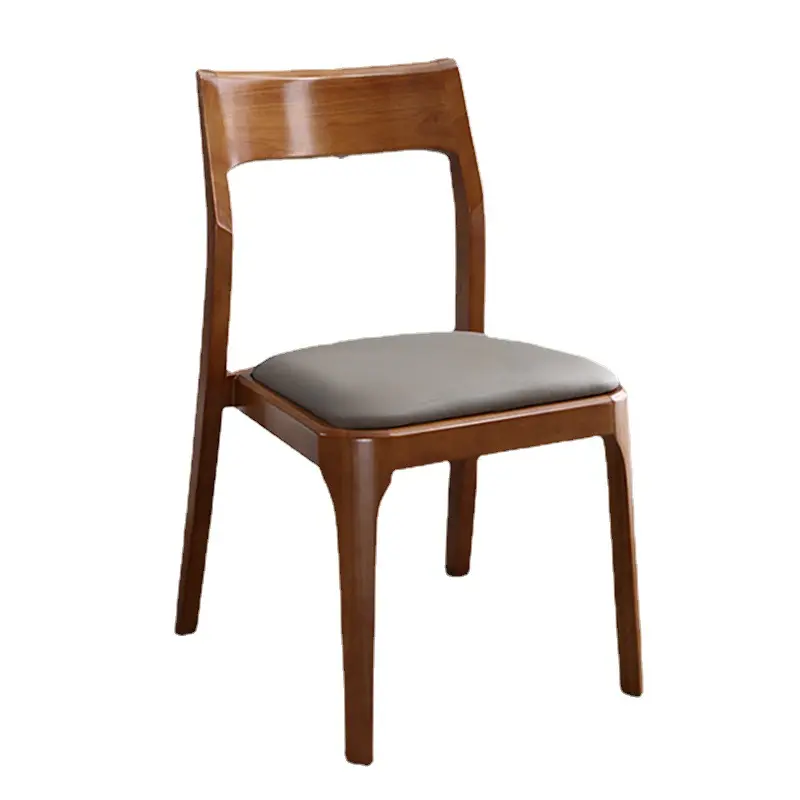 Sedia da salone nordica sedia da pranzo impilata da soggiorno in legno con sedia in similpelle e alta qualità