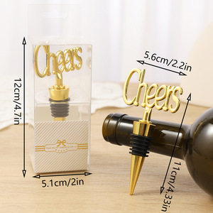 Cheers <b>Wine</b> Bottle <b>Stopper</b> Gold Zinc Alloy Wedding Party Gift Simple Style - Product Image 4