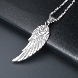Collier avec pendentif en forme d'aile d'ange en acier inoxydable pour femmes, bijoux à la mode, cadeau <span class=keywords><strong>SP750</strong></span> - Product Image 3