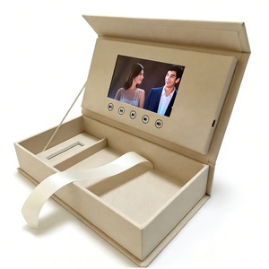 Scatola USB Personalizzata in Lino per Foto Matrimoniali, Scatole Regalo <span class=keywords><strong>Video</strong></span> con Schermo LCD, Box Fotografico con Display LCD - Product Image 3