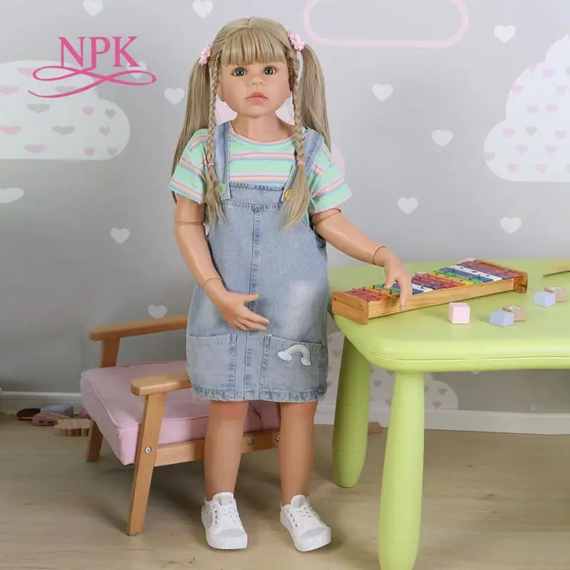 NPK 98CM Kleinkind baby mädchen Original Meisterwerk Puppe 3-4years alte real baby kleid modell gelenk verbundene körper puppe sammlerstücke