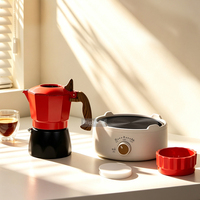 Cafetière italienne Moka en aluminium à double valve, 3 tasses, portable, pour le camping et les voyages
