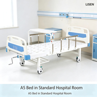 Lisen ABS-A5 Manuelles Krankenhausbett mit Verstellbarer Rückenlehne, 1-Kurbel-Funktion, Metallkonstruktion, Multifunktional für Zuhause