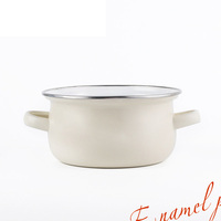 Taille et couleur personnalisées Double poignée antiadhésive extérieure portable marmite de camp cuisine cuisson soupe marmites émaillées avec couvercle