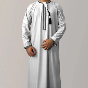 Premium Embroidery <strong>Men</strong> <strong>Thobe</strong> with Tassel Saudi Style Arabic Robe Islamic Clothing for <strong>Men</strong> Traditional Omani Kandura Jalabiya - Product Image 1