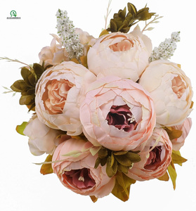 Ramo de flores de seda de peonía artificial, decoración de boda para el hogar, <span class=keywords><strong>rosa</strong></span> claro - Product Image 1