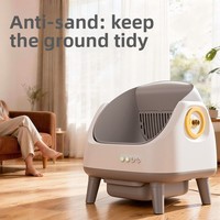 Bac à litière pour chat rond en plastique intelligent entièrement automatique 68L, silencieux, anti-pincement, autonettoyant, fermé, pour chats adultes, contrôle par application