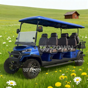 รถกอล์ฟไฟฟ้าสีน้ำเงินรอยัล 8 ที่นั่ง แบบยกสูง พร้อมกระจกบังลมพับได้ - Product Image 5
