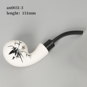 MUXIANG Ceramic Smoking Pipe Bent Type With Filter Acrylic Mouthpiece Tobacco Pipe For Personal Gift - Product Image 4