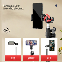 Support mobile 1,7 m 2,1 m pour enregistrement vidéo, support de téléphone/appareil photo, trépied réglable à rotation 360°, support de microphone en métal pour studio